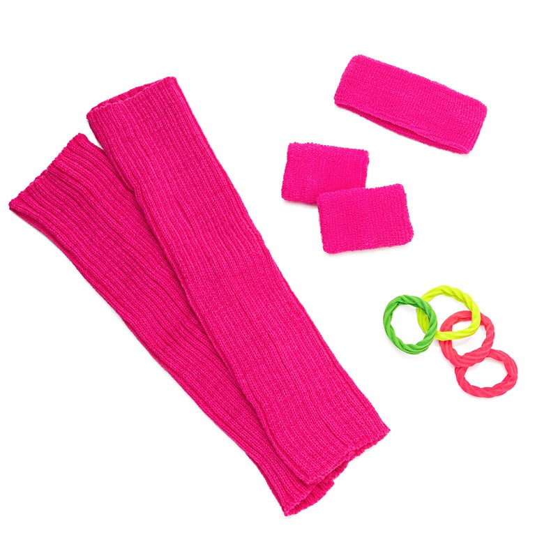 Zilo Novelties 80s Workout Costumes for Women 80s Accessories For Women Pink Leg Warmers Set (Pink) - Image 3